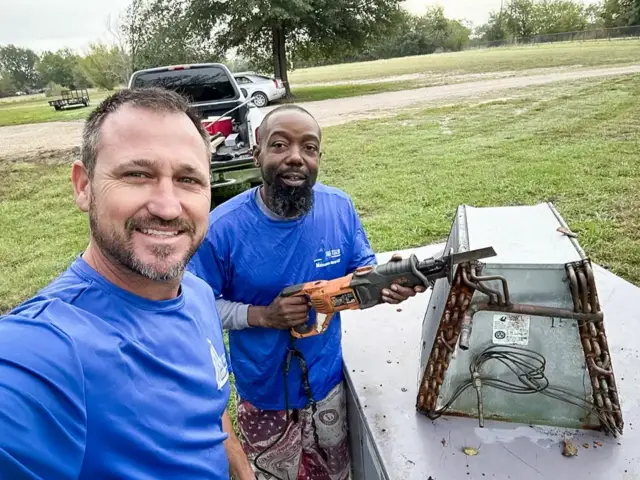 Tri-Tech Mechanical technicians preparing to go to work on a customer's ac repair